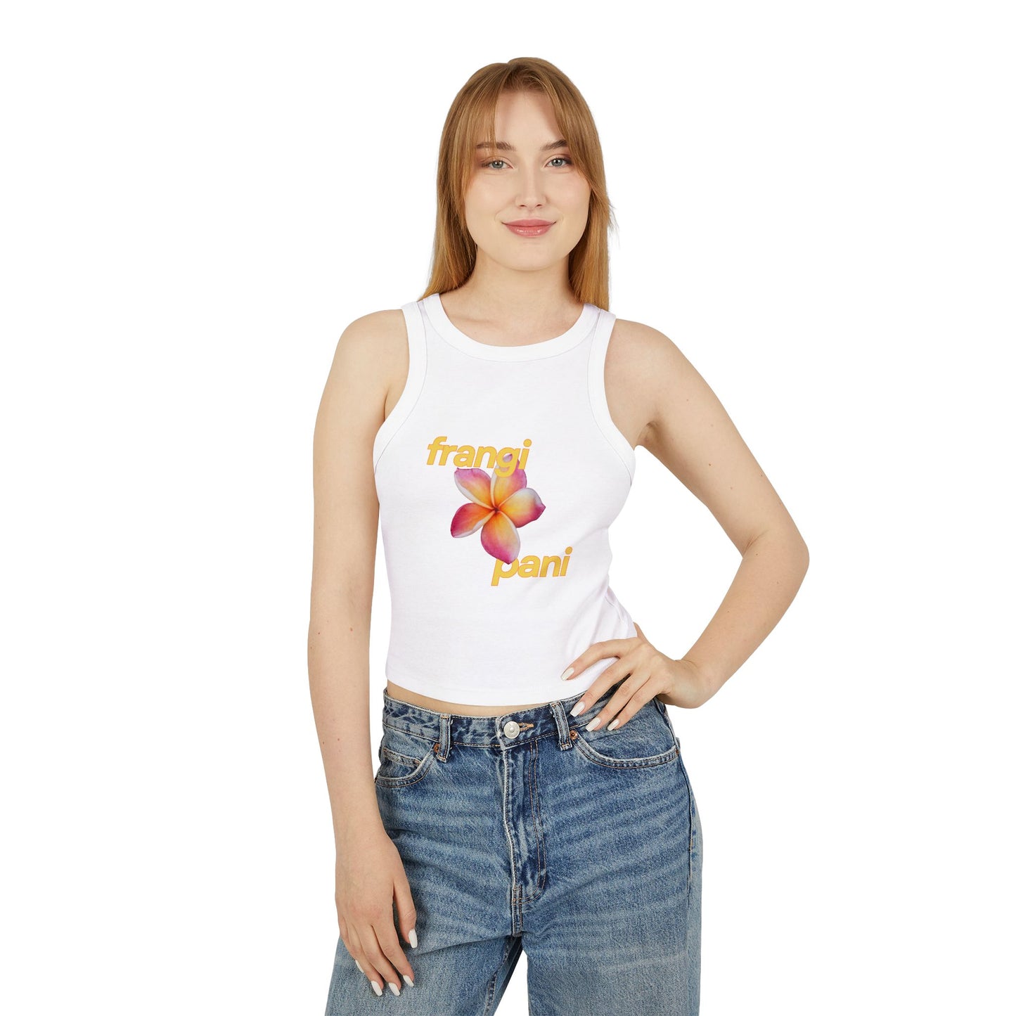 Flower Power: Frangipani Micro Rib Racer Tank Top